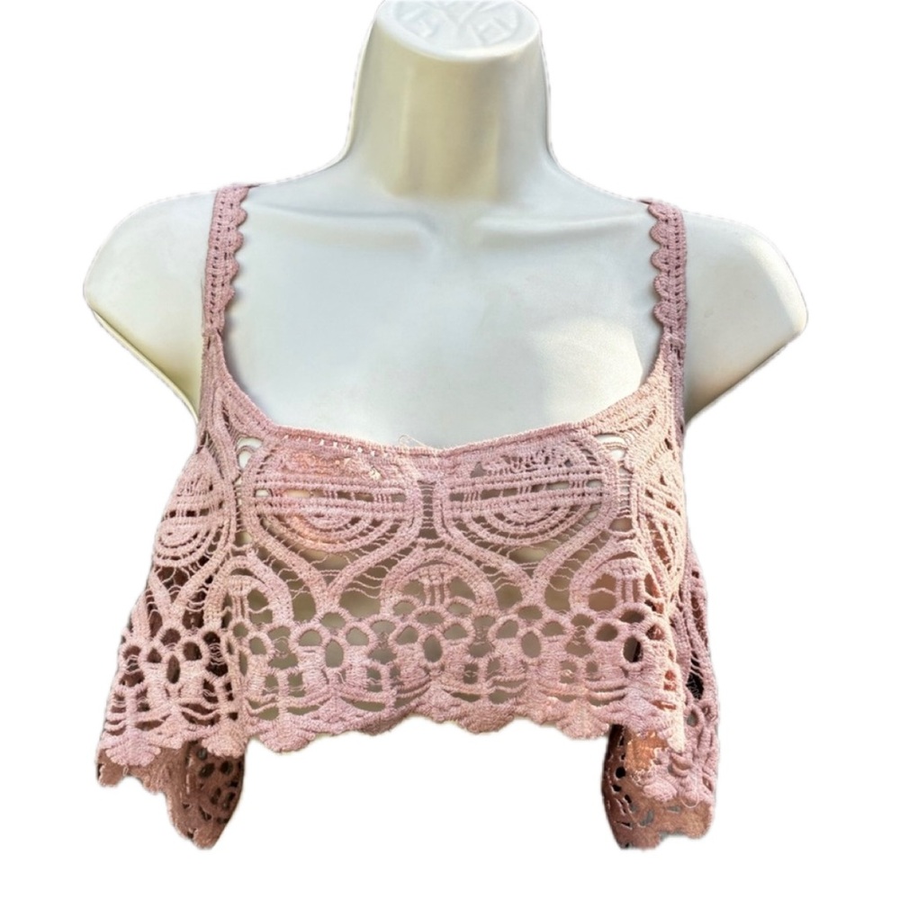 🎉2 for $25🎉POL Dusty Pink Lace Crochet Crop Top/Bralette - NWT - Size M/L!